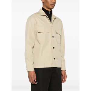 Calvin Klein, Jassen, Heren, Beige, M, Katoen, Moderne Stijlvolle Katoen Nylon Overshirt