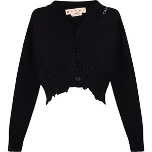 Marni, Verweerde cropped cardigan Zwart, Dames, Maat:S