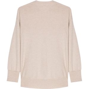 Malo, Truien, Dames, Beige, L, Kasjmier, Beige Kasjmier Ribgebreide Trui