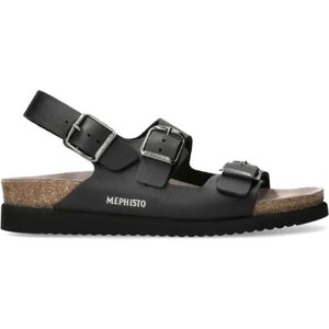 Mephisto, Schoenen, Dames, Zwart, 41 EU, Leer, Flat Sandalen