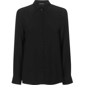 Emporio Armani, Blouses & Shirts, Dames, Zwart, M, Zijden Shirt - Voorknoopsluiting