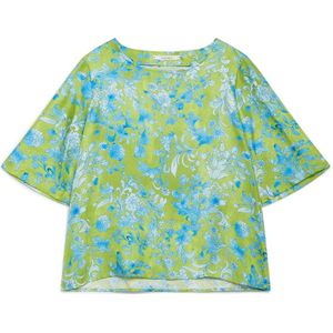 Maliparmi, Blouses & Shirts, Dames, Groen, S, Print Shirt Regular Fit Korte Mouw