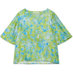 Maliparmi, Blouses & Shirts, Dames, Groen, XS, Print Shirt Regular Fit Korte Mouw