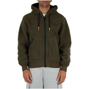 Sun68, Sweatshirts & Hoodies, Heren, Groen, XL, Polyester, Sherpa hoodie met geborduurd logo