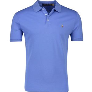 Ralph Lauren, Tops, Heren, Blauw, M, Katoen, Blauw Poloshirt met korte mouwen Custom Slim Fit