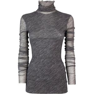 Philosophy di Lorenzo Serafini, Tops, Dames, Grijs, S, Nylon, Doorschijnende Jersey Nylon Top