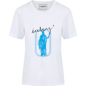 Iceberg, Tops, Dames, Wit, S, Katoen, Roma Print T-shirt