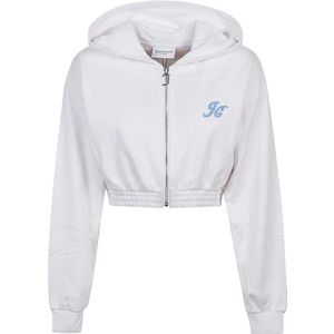 Juicy Couture, Sweatshirts & Hoodies, Dames, Wit, L, Witte hoodie met ritssluiting vooraan