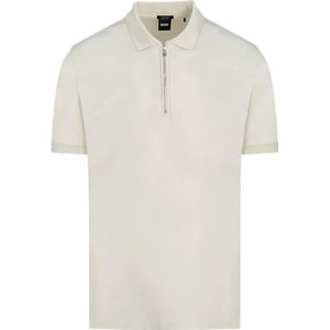 Hugo Boss, Zip Polo Shirt Wit Melk Wit, Heren, Maat:XL
