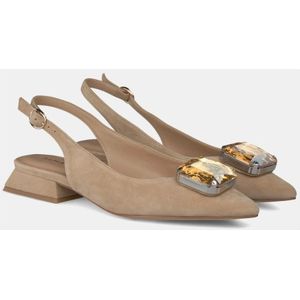 Alma EN Pena, Schoenen, Dames, Beige, 35 EU, Leer, Steenversierde platte schoen