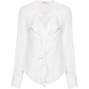 Blugirl, Blouses & Shirts, Dames, Wit, XL, Witte V-Hals Gerimpelde Blouse
