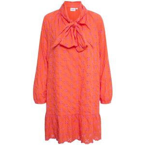 Saint Tropez, Dafnesz Jurk met Pofmouwen en Geborduurde Details Oranje, Dames, Maat:M