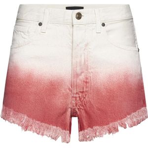 Alanui, Korte broeken, Dames, Veelkleurig, W27, Denim, Helderrode Denim Shorts Ruwe Denim