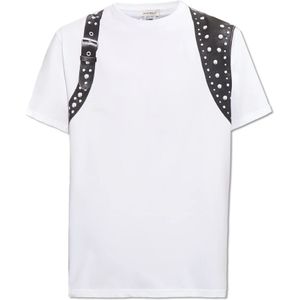 Alexander McQueen, Tops, Heren, Wit, XL, Katoen, Bedrukt T-shirt