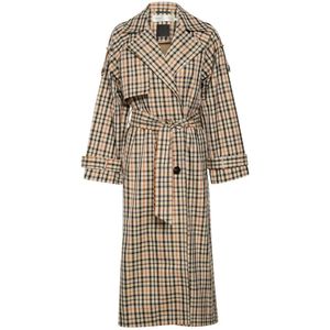 InWear, Geruite Trenchcoat met Brede Kraag en Riem Veelkleurig, Dames, Maat:XS