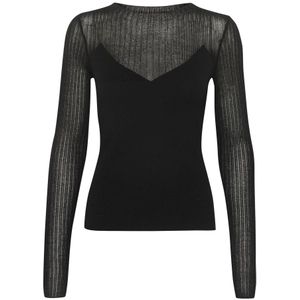 Gestuz, Tops, Dames, Zwart, M, Zwarte Blouse met Lange Mouwen Sameagz