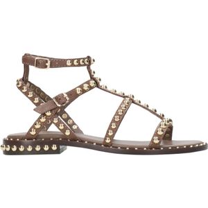 Ash, Schoenen, Dames, Bruin, 36 EU, Leer, Bruine Studs-Verfraaide Leren Sandalen