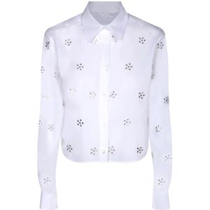 Msgm, Blouses & Shirts, Dames, Wit, M, Katoen, Witte Shirt Dameskleding