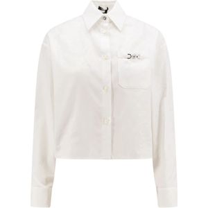 Versace, Blouses & Shirts, Dames, Wit, M, Katoen, Katoenen overhemd met Barocco motief