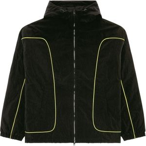 Diesel, Jassen, Heren, Zwart, L, Nylon, Padded hooded jacket in wrinkled nylon