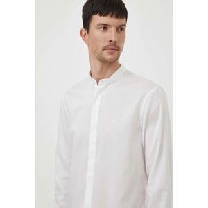 Armani Exchange, Overhemden, Heren, Wit, L, Polyester, Mao Kraag Shirt - Blancs