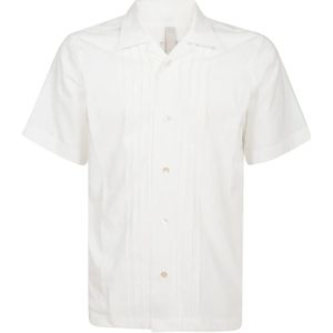 Eleventy, Overhemden, Heren, Wit, M, Bowling Kraag Korte Mouw Shirt