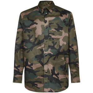 Valentino, Camouflage Print Overhemd Groen, Heren, Maat:S