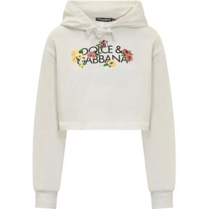 Dolce & Gabbana, Sweatshirts & Hoodies, Dames, Wit, 2Xs, Hoodie