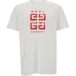 Givenchy, Rode 4G Logo Print T-shirt Wit, Heren, Maat:XL