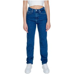 Calvin Klein Jeans, Jeans, Dames, Blauw, W27 L32, Katoen, Blauwe Effen Dames Jeans met Rits