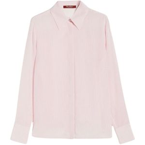 Max Mara Studio, Blouses & Shirts, Dames, Roze, XL, Gestreepte Crepe de Chine Blouse