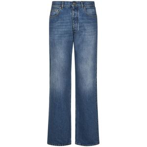 Maison Margiela, Blauwe Katoenen Denim Straight-Leg Jeans Blauw, Heren, Maat:W31