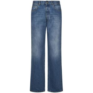 Maison Margiela, Jeans, Heren, Blauw, W31, Katoen, Blauwe Katoenen Denim Straight-Leg Jeans