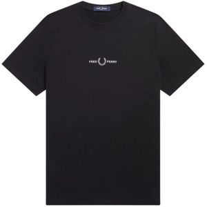 Fred Perry, Tops, Heren, Zwart, XL, Geborduurd T-shirt voor mannen