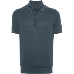Brioni, Tops, Heren, Blauw, M, Katoen, Blauw Casual Polo Shirt