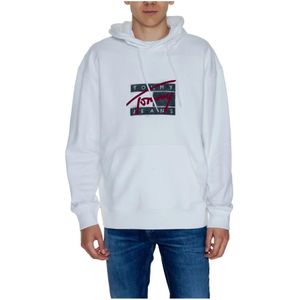 Tommy Jeans, Sweatshirts & Hoodies, Heren, Wit, XL, Katoen, Graffiti Hoodie Mannen Herfst/Winter Collectie