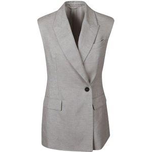 Brunello Cucinelli, Gewatteerd Vest Grijs, Dames, Maat:S