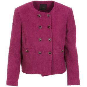 Pinko, Jassen, Dames, Paars, L, Katoen, Fuchsia Katoenen Blazer Dubbel-Breasted Jas