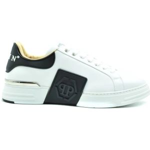 Philipp Plein, Witte Leren Sneakers voor Mannen Wit, Heren, Maat:42 EU