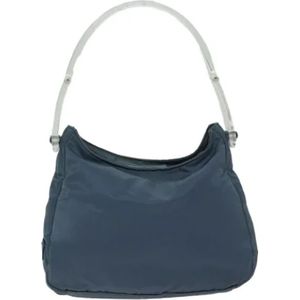 Prada Vintage, Pre-owned, Dames, Blauw, ONE Size, Nylon, Pre-owned Fabric shoulder-bags