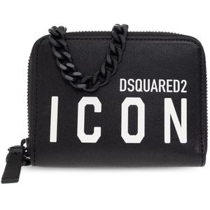 Dsquared2, Accessoires, Heren, Zwart, ONE Size, Leer, Portemonnee met logo