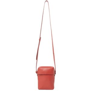 Jil Sander, Leren Crossbody Tas met Verstelbare Schouderband Rood, Heren, Maat:ONE Size