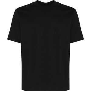 Emporio Armani, Tops, Heren, Zwart, XL, Katoen, Zwarte Katoenen T-shirt Ronde Hals Korte Mouwen