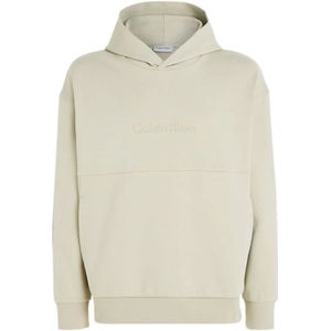 Calvin Klein, Groene Hoodie met Biologisch Katoen Groen, Heren, Maat:L