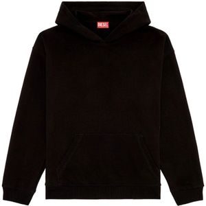 Diesel, Zwarte hoodie met kangoeroezak Zwart, Heren, Maat:XL