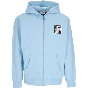 Obey, Sweatshirts & Hoodies, Heren, Blauw, L, Katoen, Ogen Icoon Rits Hoodie Premium Franse Terry