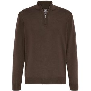 Boggi Milano, Truien, Heren, Bruin, XL, Wol, Merino Wool Half Zip Jumper