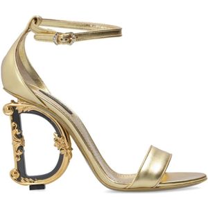 Dolce & Gabbana, Schoenen, Dames, Geel, 38 EU, Leer, Sandalen met hoge hakken