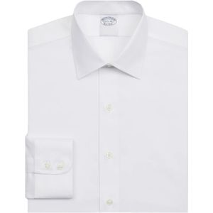 Brooks Brothers, Overhemden, Heren, Wit, 4Xl, Katoen, Slim Fit Witte Non-Iron Stretch Katoenen Overhemd met Ainsley Kraag