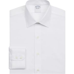 Brooks Brothers, Slim Fit Witte Non-Iron Stretch Katoenen Overhemd met Ainsley Kraag Wit, Heren, Maat:3XL